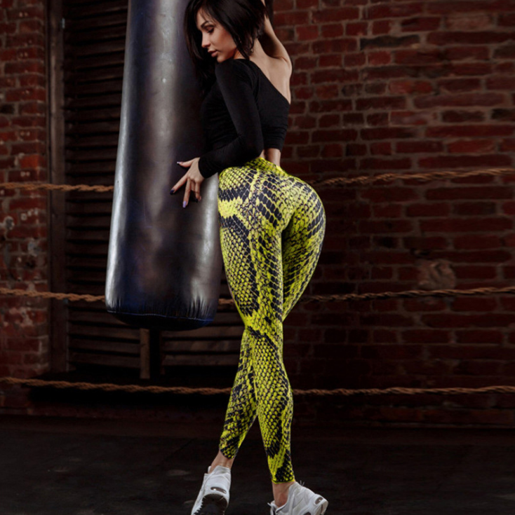 Women Snake Printed Leggings Women Push Up Fitness Sweatpants